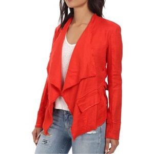 Free People Linen Drapey Raw hem Jacket Size s